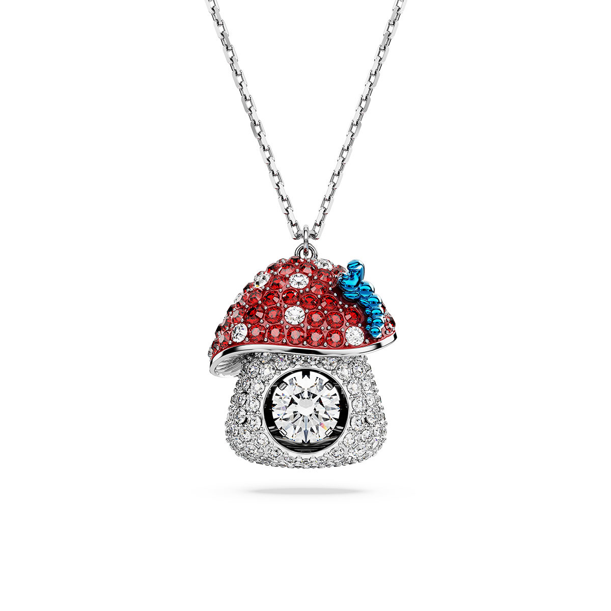 Swarovski Alice in Wonderland pendant, Mushroom, Red, Rhodium plated